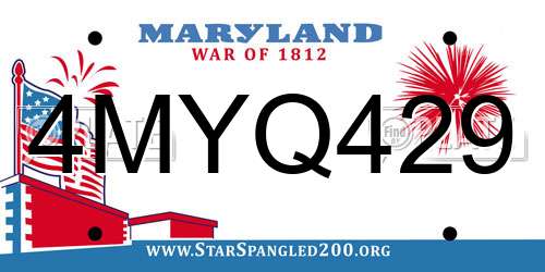 4MYQ429 Maryland License Plate