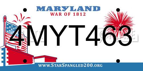 4MYT463 Maryland License Plate
