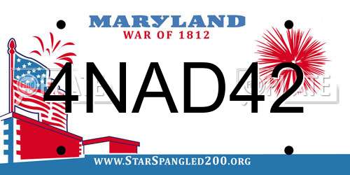 4NAD42 Maryland License Plate