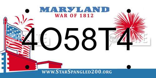 4O58T4 Maryland License Plate