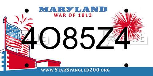 4O85Z4 Maryland License Plate