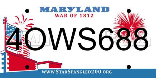 4OWS688 Maryland License Plate