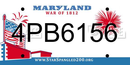 4PB6156 Maryland License Plate