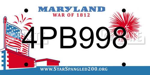 4PB998 Maryland License Plate