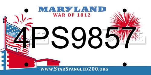 4PS9857 Maryland License Plate