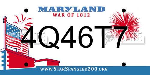 4Q46T7 Maryland License Plate