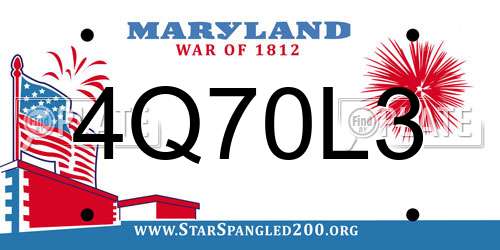 4Q70L3 Maryland License Plate