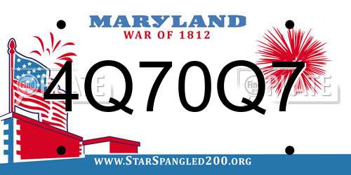 4Q70Q7 Maryland License Plate