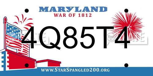 4Q85T4 Maryland License Plate