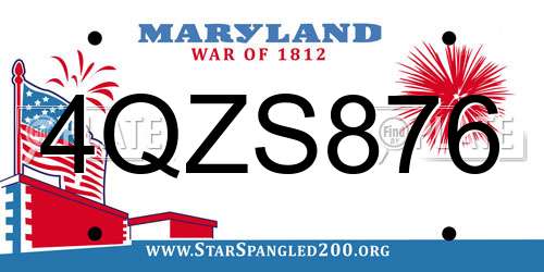 4QZS876 Maryland License Plate