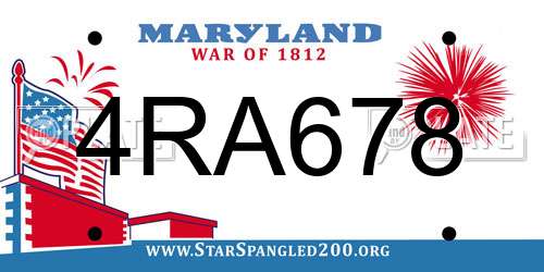 4RA678 Maryland License Plate