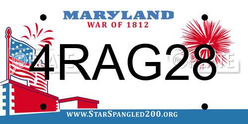 4RAG28 Maryland License Plate