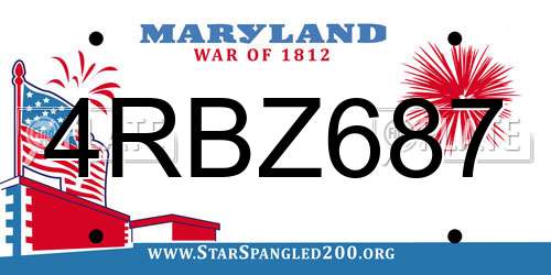 4RBZ687 Maryland License Plate