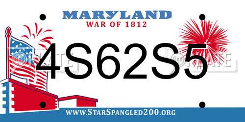 4S62S5 Maryland License Plate