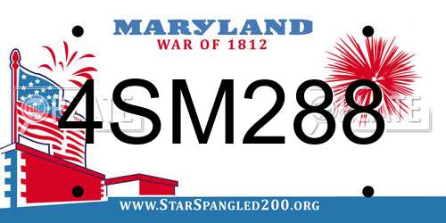 4SM288 Maryland License Plate