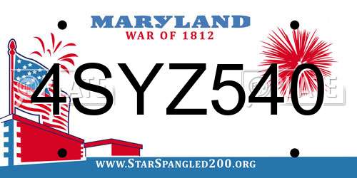 4SYZ540 Maryland License Plate