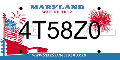 4T58Z0 Maryland License Plate