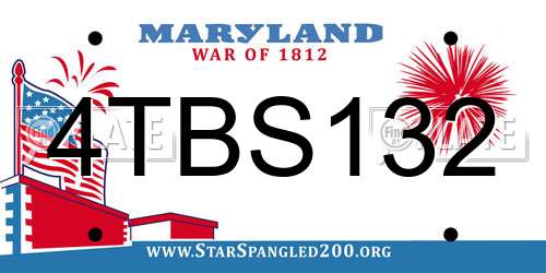 4TBS132 Maryland License Plate