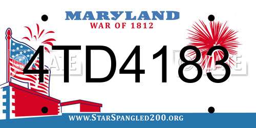 4TD4183 Maryland License Plate
