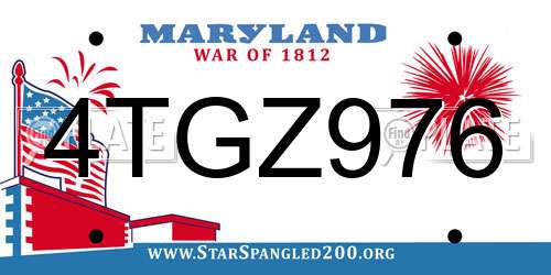 4TGZ976 Maryland License Plate