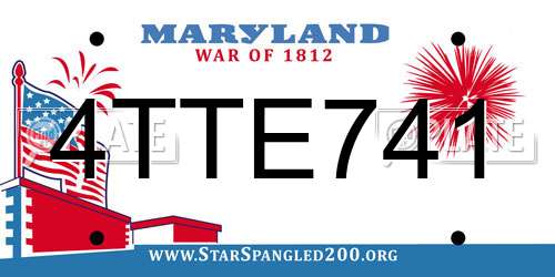 4TTE741 Maryland License Plate