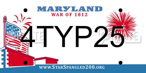 4TYP25 Maryland License Plate