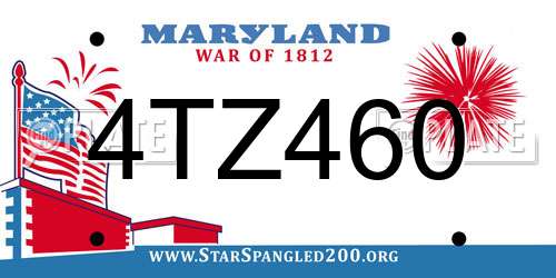 4TZ460 Maryland License Plate
