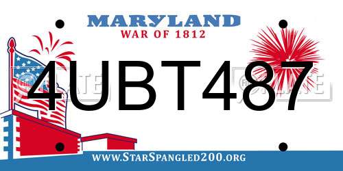 4UBT487 Maryland License Plate