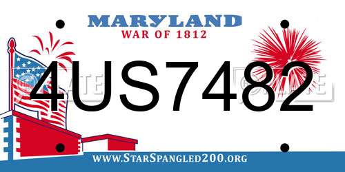 4US7482 Maryland License Plate