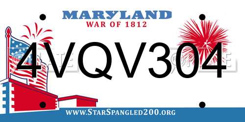 4VQV304 Maryland License Plate