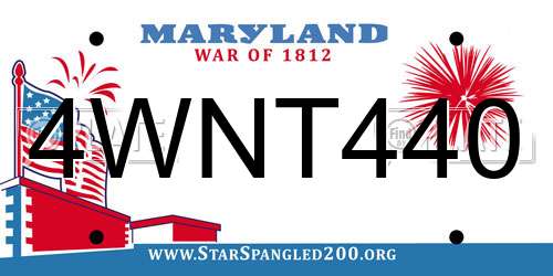 4WNT440 Maryland License Plate