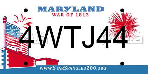 4WTJ44 Maryland License Plate