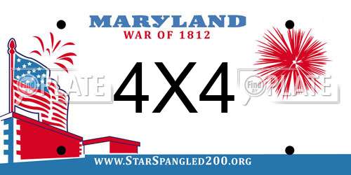 4X4 Maryland License Plate