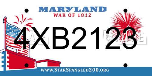 4XB2123 Maryland License Plate