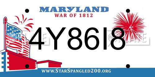 4Y86I8 Maryland License Plate
