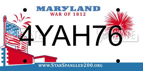 4YAH76 Maryland License Plate
