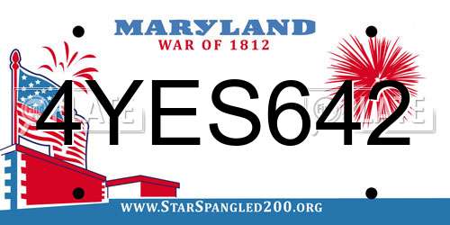4YES642 Maryland License Plate