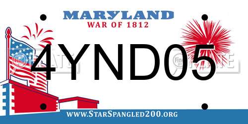 4YND05 Maryland License Plate