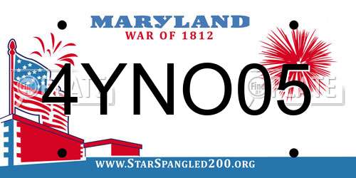 4YNO05 Maryland License Plate