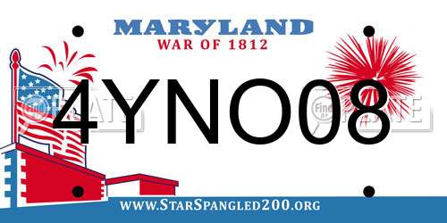4YNO08 Maryland License Plate