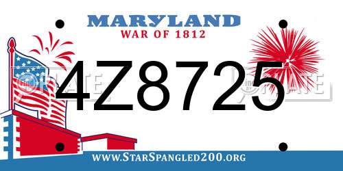 4Z8725 Maryland License Plate