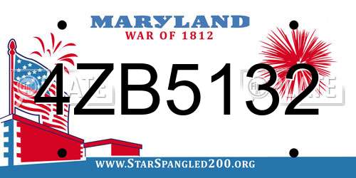 4ZB5132 Maryland License Plate