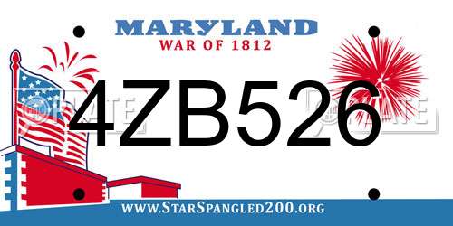 4ZB526 Maryland License Plate