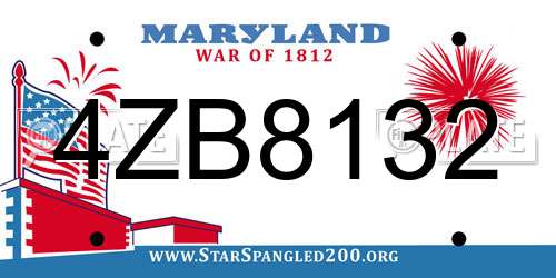 4ZB8132 Maryland License Plate