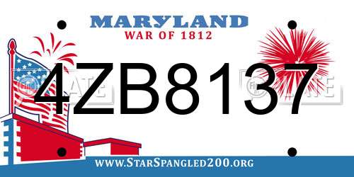 4ZB8137 Maryland License Plate