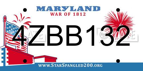 4ZBB132 Maryland License Plate