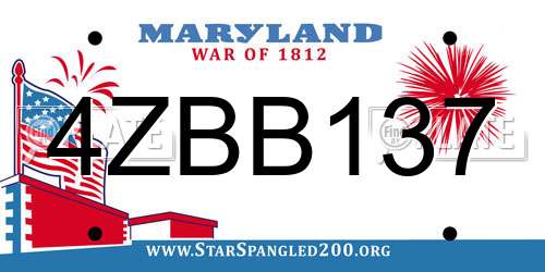 4ZBB137 Maryland License Plate