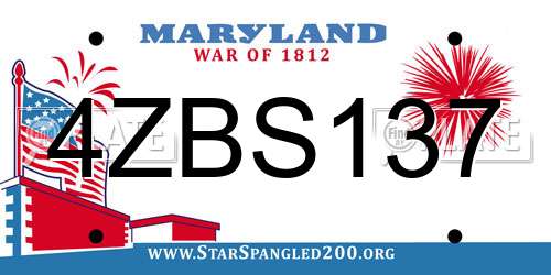 4ZBS137 Maryland License Plate