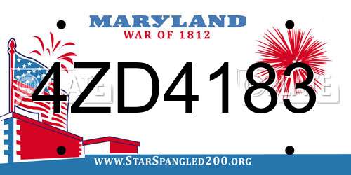 4ZD4183 Maryland License Plate