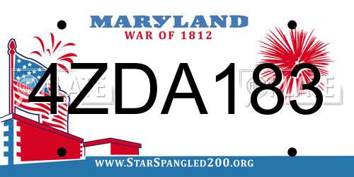 4ZDA183 Maryland License Plate